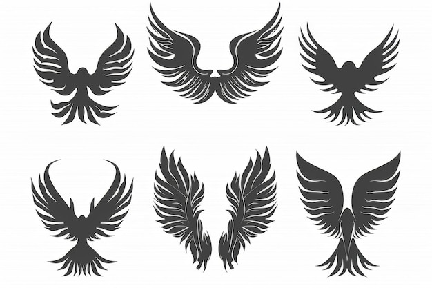 wings flat icon angel wings emblem bird feathers minimal silhouette pigeon sign spirituality symbol
