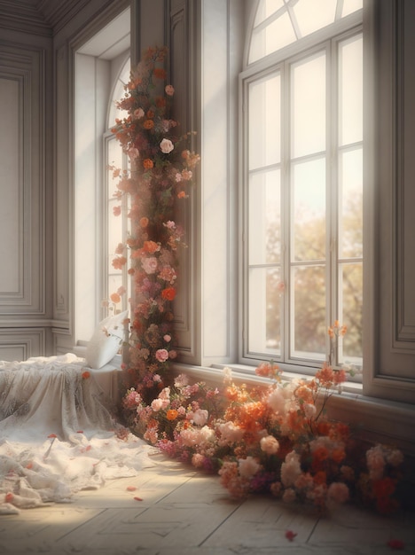 Wings and Floral Backdrop Cinematic scene