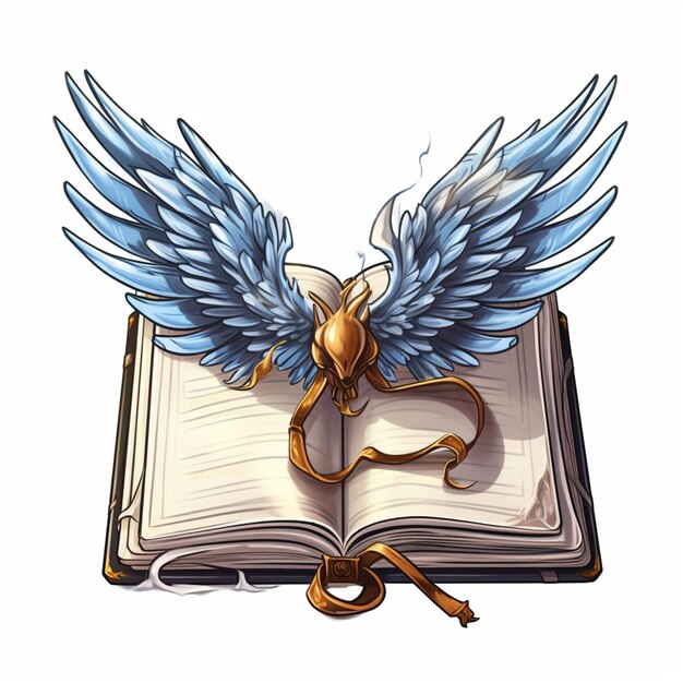 wings and a key on a book with a key in it generative ai