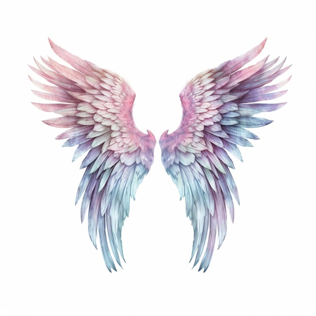 Wings painted in watercolor on a white background generative ai