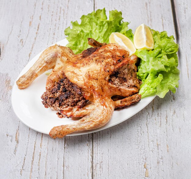 wings with salad