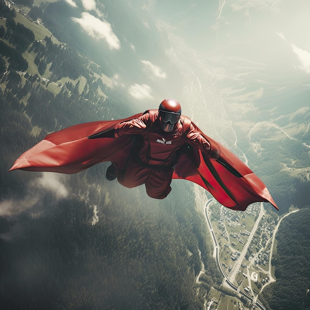 Photo wingsuit flyer photo realistic illustration generative ai