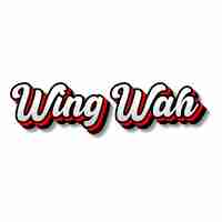 Photo wingwah text 3d silver red black white background photo jpg