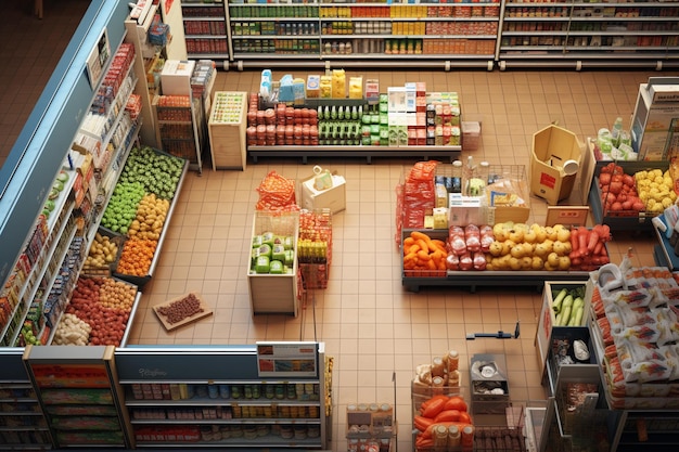 Foto winkel met producten van bovenaf