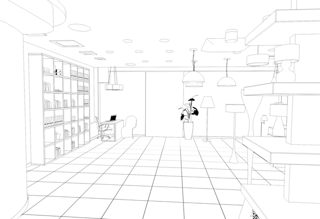 winkelcentrum contour visualisatie 3D illustratie schets schets