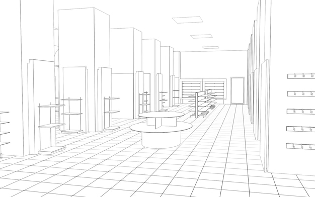 Winkelcentrum contour visualisatie schets overzicht