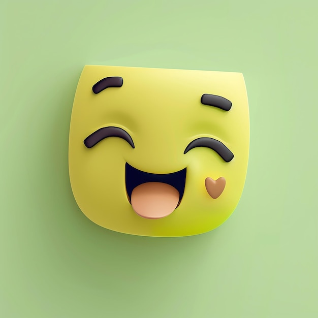 Photo winking face on light green background