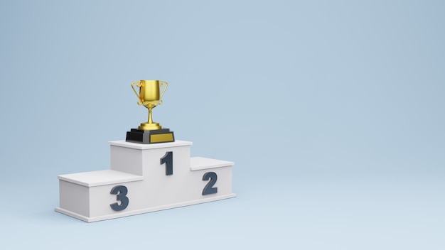 Winnaarspodium met Gold Trophy Cup 3D-rendering