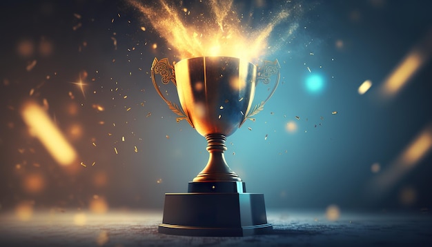 Photo winner's prize cup creative illustration ai generate