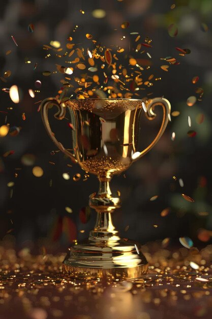 winners cup with confetti Generative AI