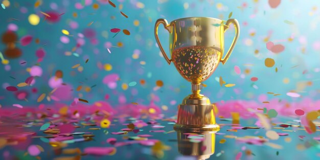 winners cup with confetti Generative AI