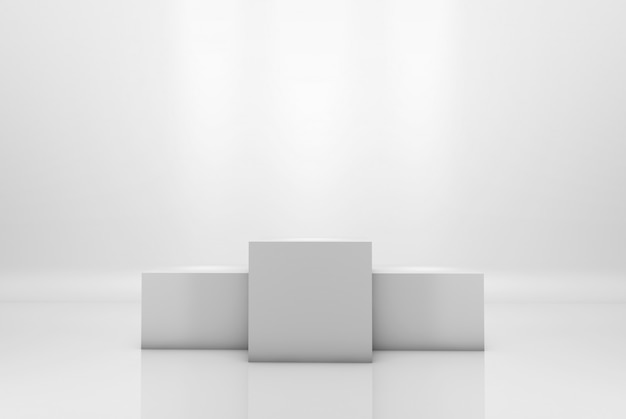 Winning podium on white illuminated background