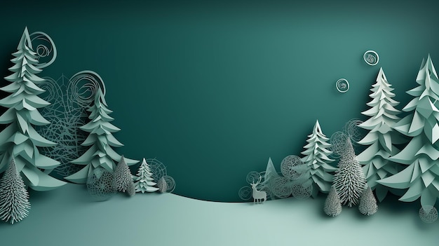 Winter abstract background design creative concept in papercut style Generative AI