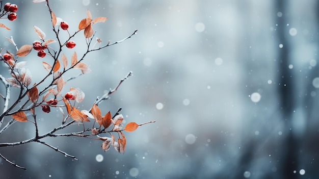 Foto winter achtergrond met bevroren bladeren hangen
