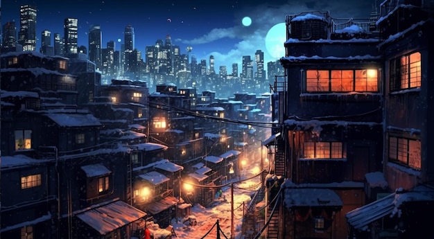 7 City Night anime city night HD wallpaper  Pxfuel