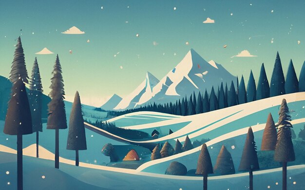 Winter Artificial Intelligent Art Wallpaper Background Illustration Concept Digital Art