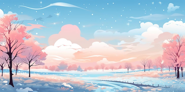 winter background in anime style