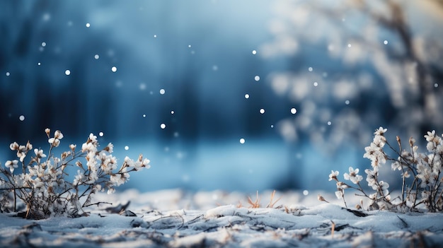 Winter background of snow and frost with free space for your decoration