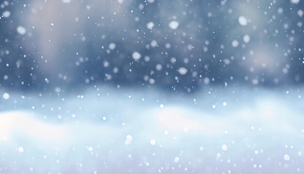 Winter background with falling snowflakes and bokeh effect