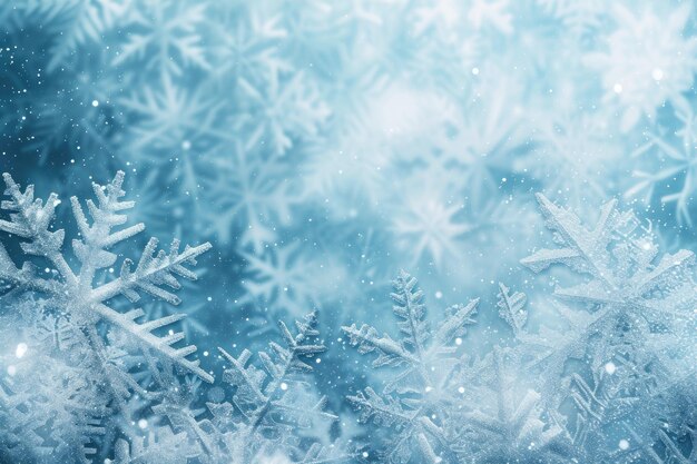 Winter background with icy snowflakes