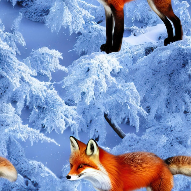 Foto sfondo invernale con fiocchi di neve inverno foresta scura paesaggio innevato con abeti