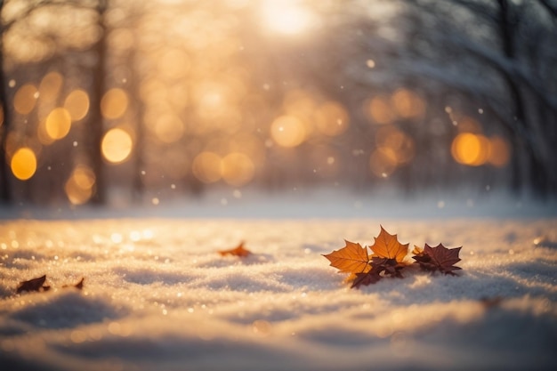 Sfondio invernale con bokeh di luce calda sfocata