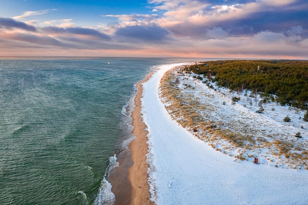 Winter at baltic sea snowy hel peninsula