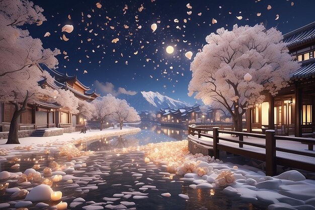 winter beauty reflected in tranquil snow covered landscape