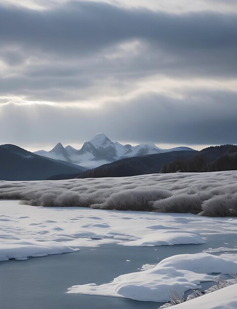 Foto una bellezza invernale riflessa nel tranquillo paesaggio coperto di neve