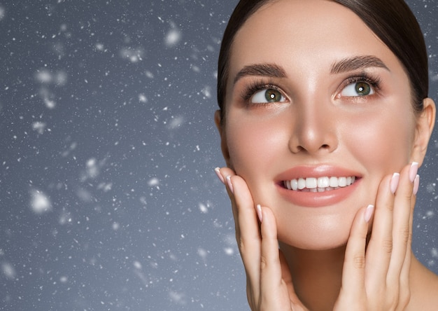 Winter Beauty woman healthy teeth smile healthy beautiful skin model face skin care happy female