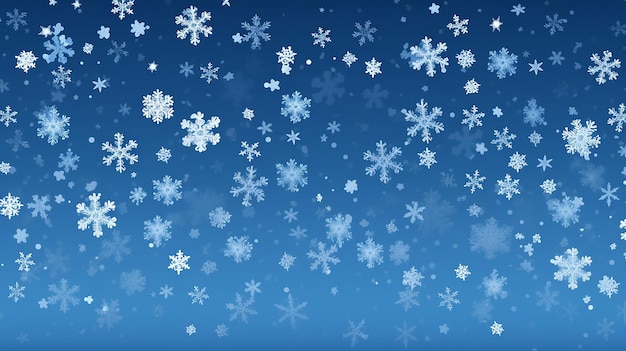 winter blue background with falling snow