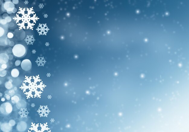 Winter blue background with snowflakes