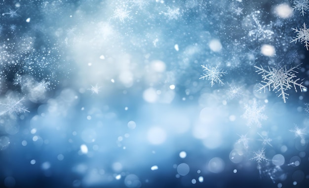 Winter blurred background with snowflakes Generative AI