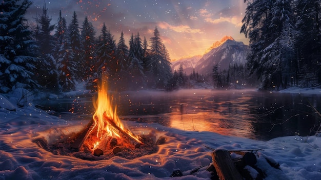 Winter bonfire