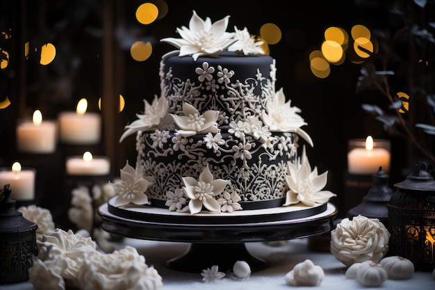 Photo winter cake wonderland black theme