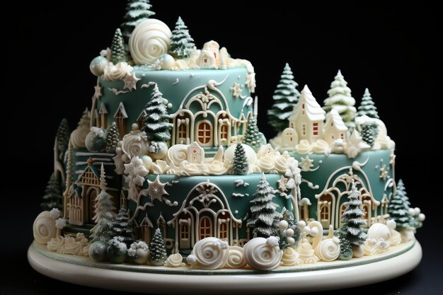 winter cake Wonderland green theme