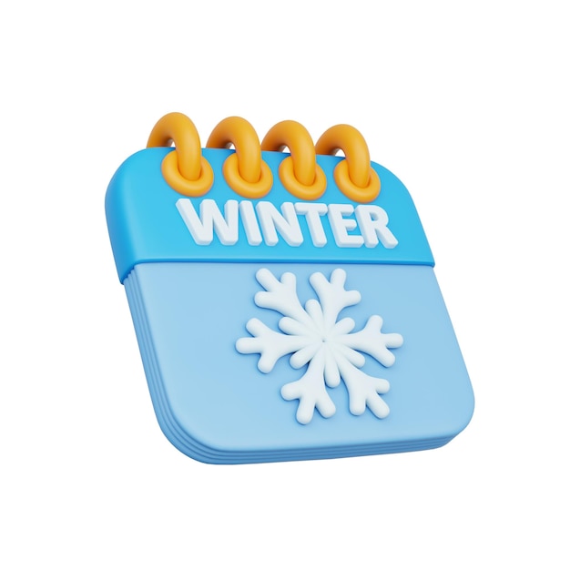 Winter Calendar Winter holiday vacation 3d rendering