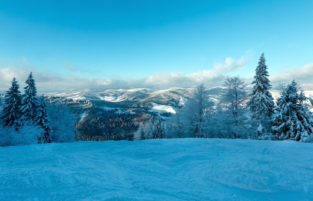 Winter Carpathian Mountains landscape Ukraine