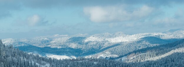 冬のカルパティア山脈の風景