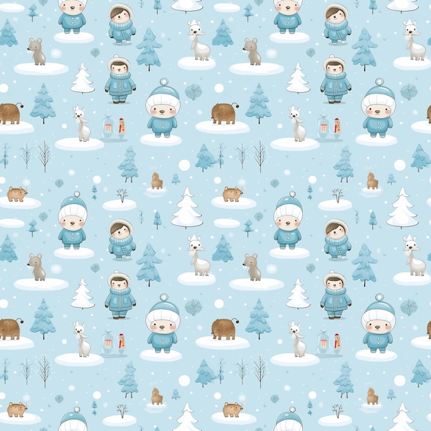 Foto winter cartoon schattig achtergrond naadloos patroon