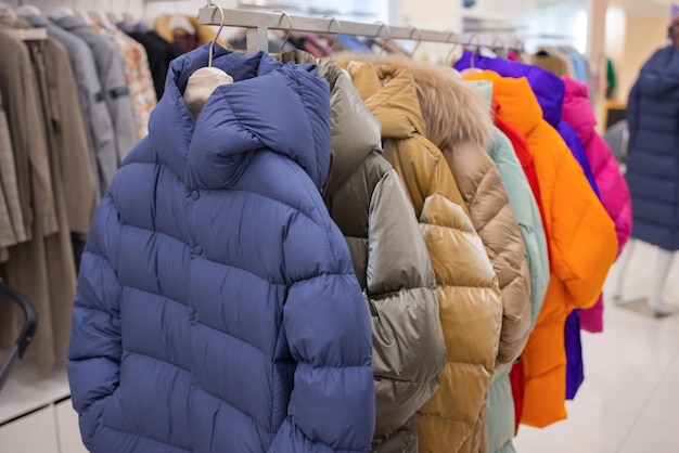 Winter children sports jacket on a hanger in the store