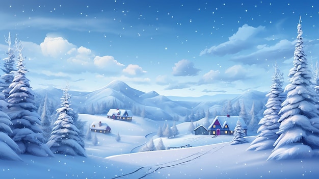 winter Christmas background on bright day