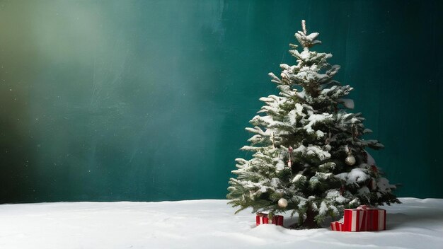 Winter christmas background with snow on the tree