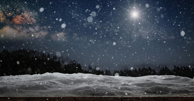 冬の雪とクリスマスの背景