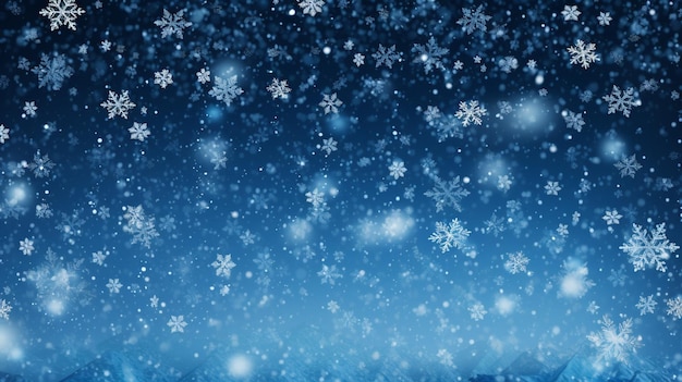 winter christmas background with snowflakes and fir tree