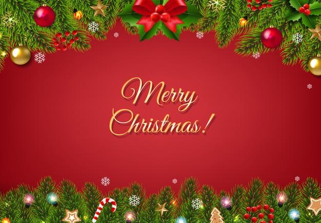 Winter Christmas Banner With Fir Tree With Gradient Mesh Vector Illustration