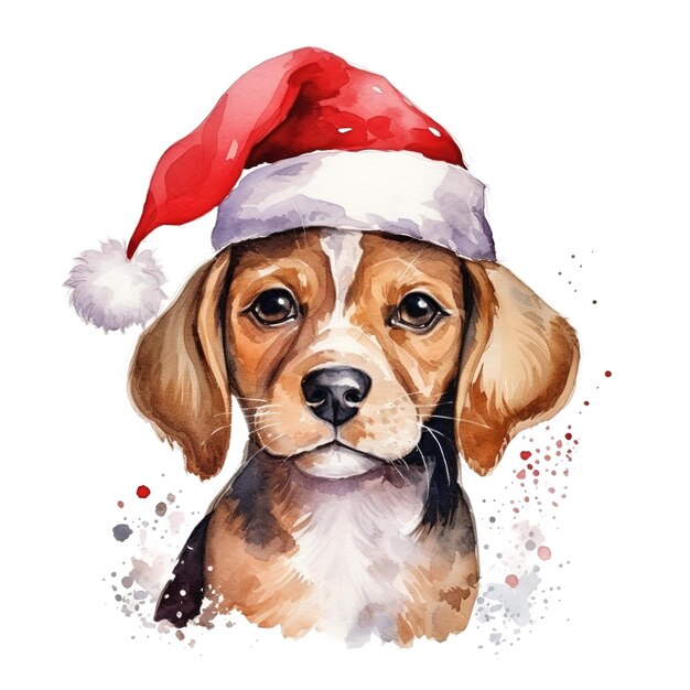 Winter christmas dog watercolor