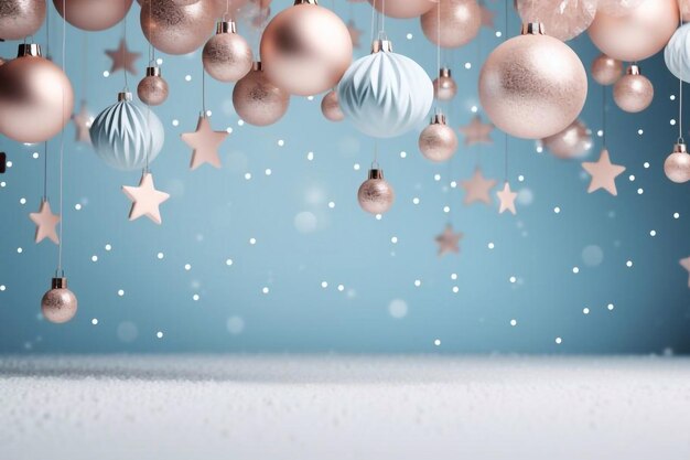 Winter Christmas and happy new year background with copy space 3d rendering