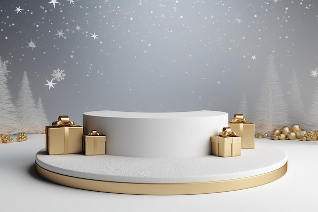 Winter Christmas podium mockup