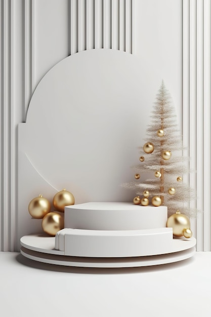 Winter Christmas podium mockup